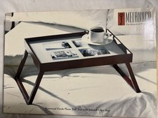 Wooden Bed Tray Table with Folding Legs, eating or lap desk or serving tray
