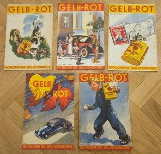 5 Stück Shell GELB ROT Zeitungen von 1937 .