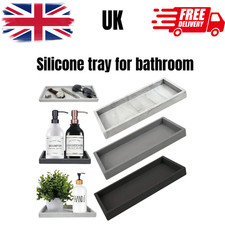 Silicone Bathroom Tray Countertop Organiser Soap Shampoo Jewellery Holder