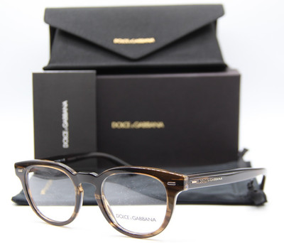 NEW DOLCE & GABBANA DG 3225 2925 BROWN HORN AUTHENTIC FRAMES EYEGLASSES 48-20