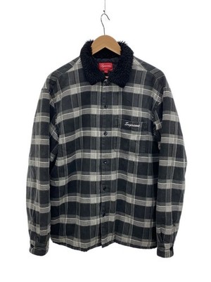 Supreme Faux Fur Collar Flannels Shirt/Jacket/L/Cotton/Black/Check