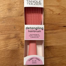 Tangle Teezer Detangling Hairbrush for Curly - Coily Hair, Coral color