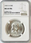 1957-D  FRANKLIN SILVER HALF DOLLAR NGC MS64 FBL