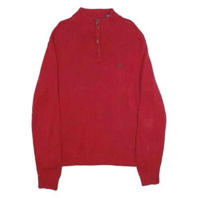 CHAPS Herren Roter Strickpullover Rundhalsausschnitt Basic XL Baumwolle