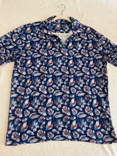 Ariat Tek Golf Polo Shirt Mens Performance Blue Tropical AOP Size Large