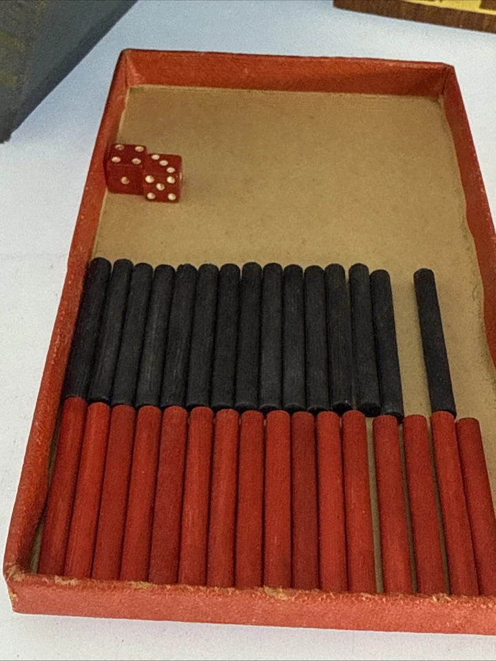 JUEGO BACKGAMMON DE VIAJE DE MADERA DRUEKE DE COLECCIÓN y ACEY-DUCEY Foto 4 de 4