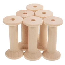  6pcs Large Unfinished Wooden Spools Empty Bobbins Wood Sewing Embroidery Thread