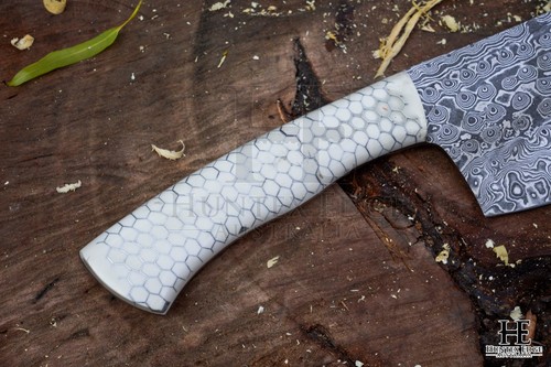 HUNTEX Handmade Damascus Blade 305mm Full-Tang Heavy Duty Exotic Chopper Cleaver - Afbeelding 6 van 14