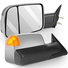 2x Chrome Tow Mirrors Power Heated Turn Signal For 1998-2002 Dodge Ram 2500 3500