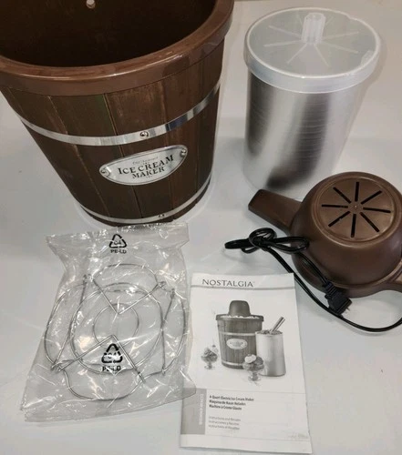 Nostalgia 4 Quart Electric Ice Cream Maker - Old Fashioned Wooden Style