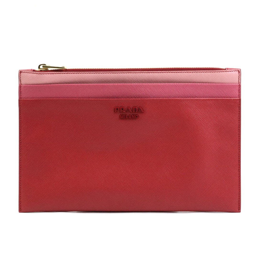 PRADA clutch bag leather red x pink unisex 1NG017  Used h30836a