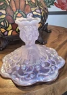 * READ* FENTON ART GLASS CO. LILY OF THE VALLEY PINK  ART GLASS CANDLE HOLDER