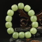 15mm Pure Natural hetian jade beads hand made bangle bracelet   #45