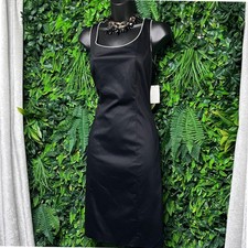 Tahari Arthur S. Levine Dress Size 6 Black White Trim Career Cocktail Party 3184