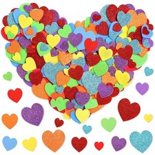 Fovths 600 Pieces Valentine Foam Heart Stickers Multicolor Self-Adhesive Hear...