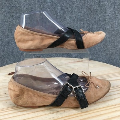 Sam Edelman Fianna Shoes Womens 9M Ballet Flats Slip On Casual Leather Tan Black