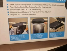 Tie Rack Auto-Drive 72 Ties Belts Accys Push Button Light Battery New OS 15621☆