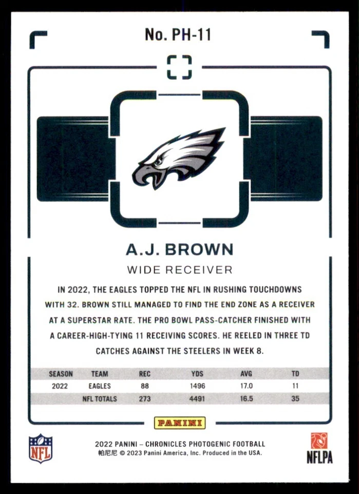 2022 Panini Chronicles - Photogenic Pink #PH-11 A.J. Brown - Image 2 of 2