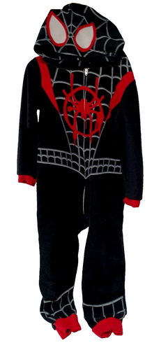 Black Spiderman Jumpsuit Fleece Pajamas Hooded Costume Boys size 4/5
