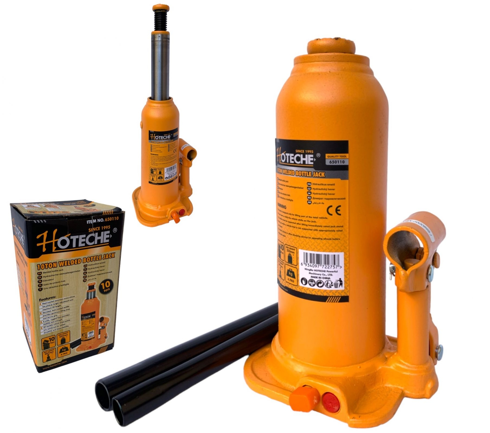 Crick Cric idraulico per Auto a Bottiglia Sollevatore Martinetto 10 Tonnellate