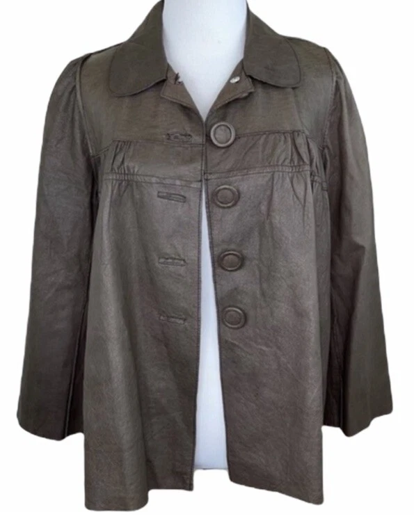 Abrigo de cuero marrón A Common Thread Anthropologie S Foto 2 de 4