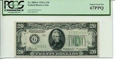 FR 2055-G 1934 A $20 Federal Reserve Note 67 PPQ SUPERB Gem NEW