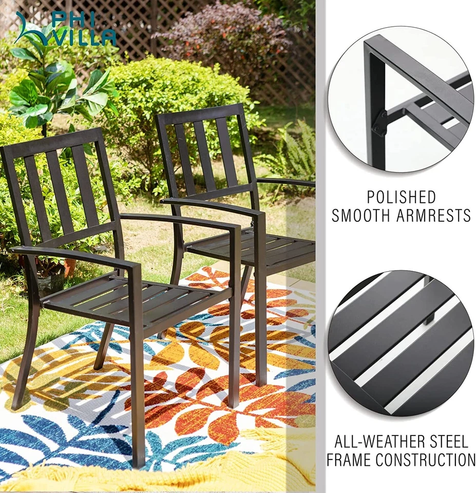 Juego de mesa y sillas de patio de comedor exterior de 7 piezas mesa de 65" con orificio para sombrilla Foto 3 de 4