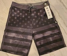 Hurley Men's Phantom Patriot Cheers 20" Board Shorts, Black/Grey, 30