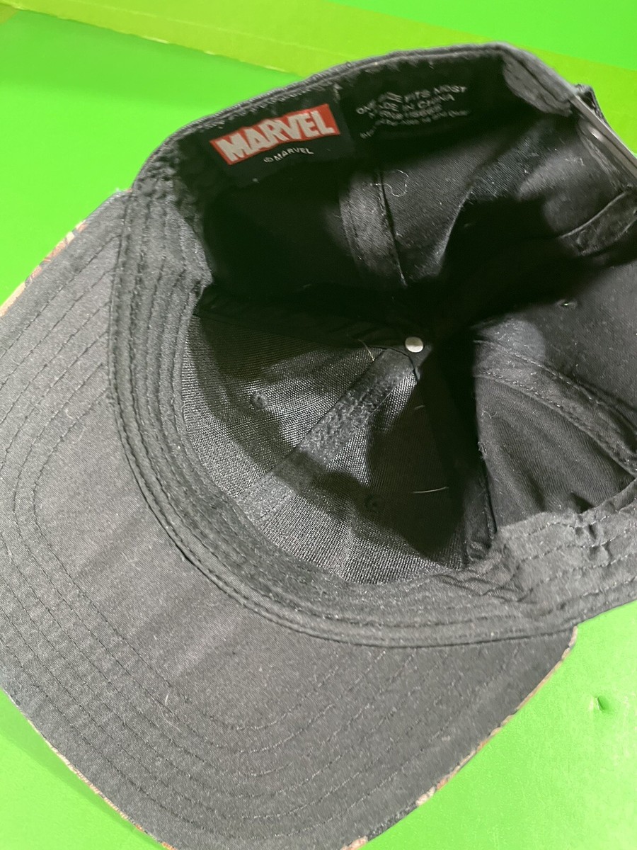 Marvel Deadpool Baseball Cap - Face Logo Adjustable Snapback Flat Brim Hat Black