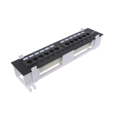 Networking Wall Mount Patch Panel for 12 Ports CAT5 CAT5E Mount Rack Bracket