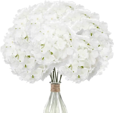 12Pcs Artificial Hydrangeas Realistic Silk Hydrangeas Heads with Stems Decor