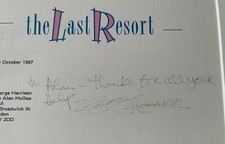 GEORGE HARRISON FRAMED & SIGNED TV APPEARANCE LETTER 1987 JONATHAN ROSS BEATLES 