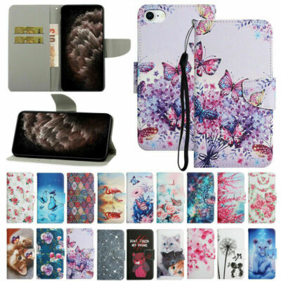 Cat Flower Flamingo Flip Leather Wallet  Phone Case For iPhone XS XR 8 7 6 SE