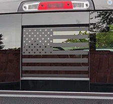 Rear Middle Window American Flag Black Vinyl Decal For Chevy Silverado 2019-2024