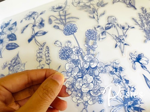 Flower Stickers Journal Diary Transparent Big Sticker AU 40 PCs Scrapbooking - Picture 22 of 45