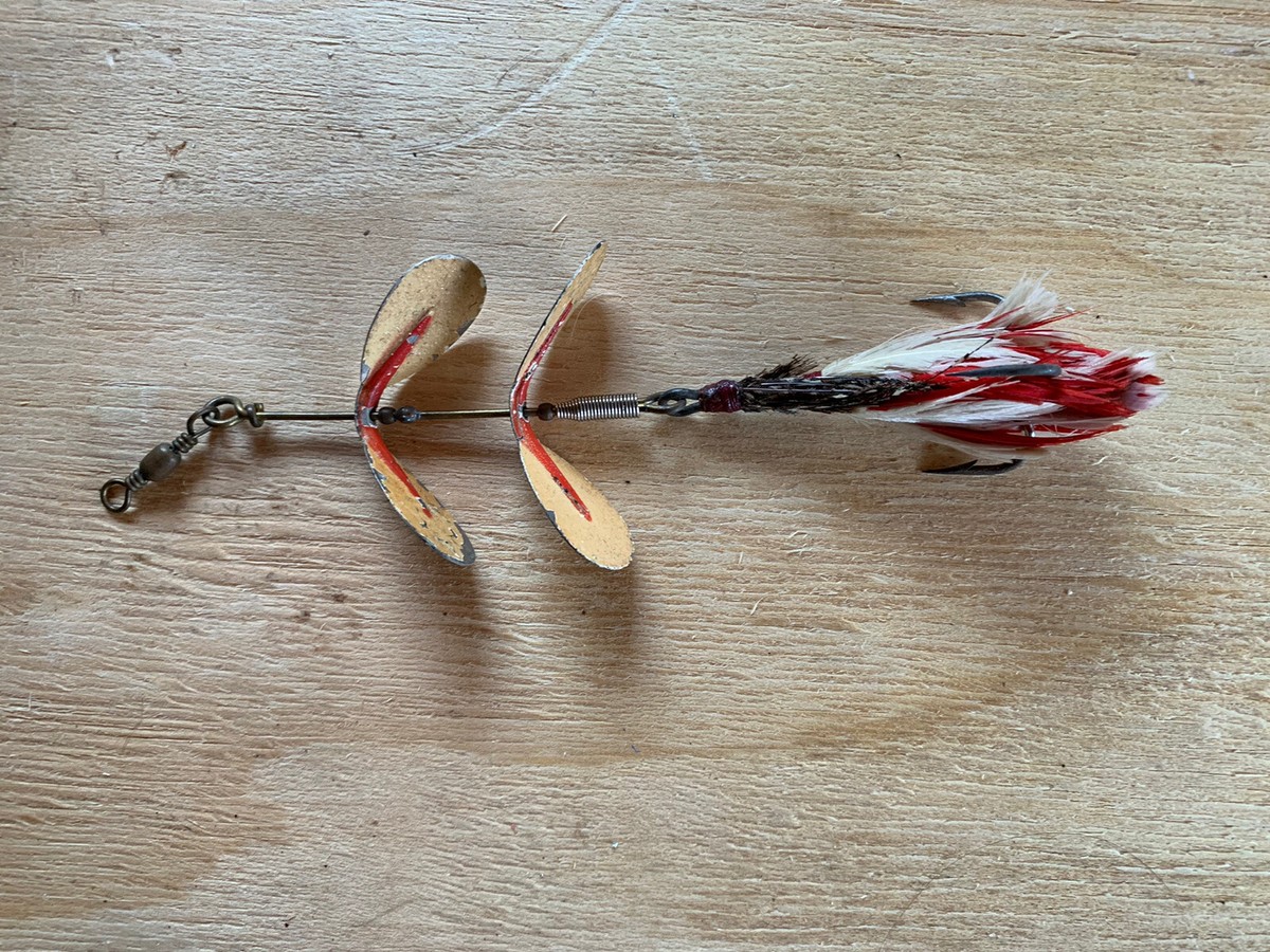 antique abrogast fishing lure Vintage Fred Arbogast Jitterbug 2.5" 5/8 oz, REPAINT Top Water Frog lure