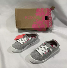 Size 12 Girl Kids Roxy RG Bayshore III Grey Slip On Stretchy Sneakers Shoes