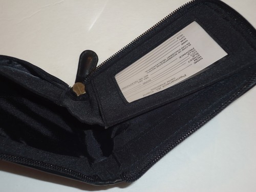 Billetera plegable con cremallera para hombre, negra - Imagen 3 de 4