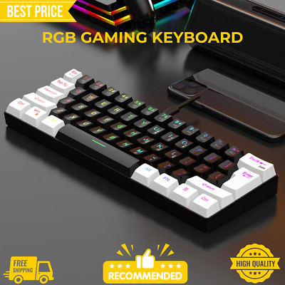 Mechanische Tastatur RGB Gaming Tastatur Farbe Hintergrundbeleuchtung 61 Tasten Kabelgebunden USB-C