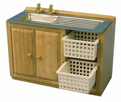 Maßstab 1:12 Puppenhaus Miniatur Badezimmer Küche Waschbecken Holz Möbel Zubehör - Bild 1 von 4
