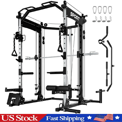 Smith Machine 2200LBS Capacity Power Rack Cage w/Cable Crossover System Training