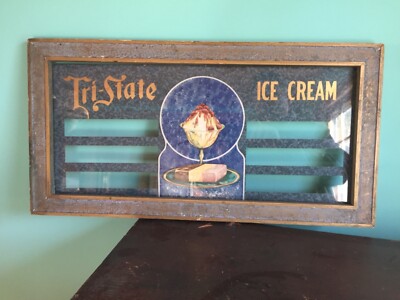 antique vintage tri state ice cream sign menu board 1920s art deco advertising