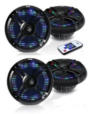 Pair PLMRX68LEB 6.5" Marine waterproof Stereo Speakers W/LED Lights  Remote