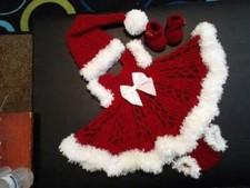 Baby crochet Christmas dress set