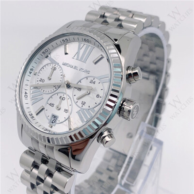 Michael Kors MK5555 Lexington Silver Chronograph Stainless Steel Ladies Watch