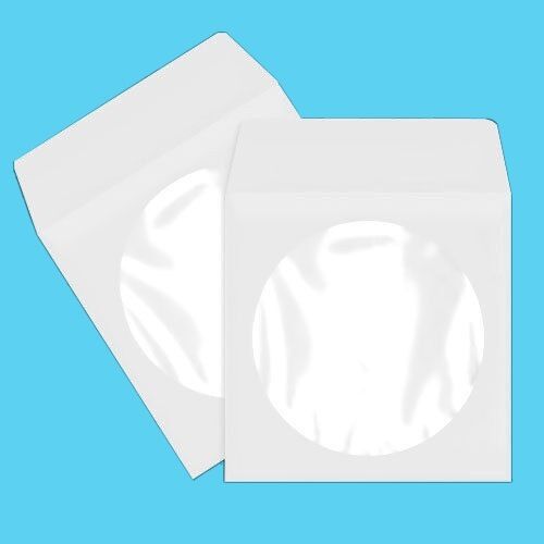 1000 Premium Quality CD DVD White Paper Sleeve Clear Window Flap Envelopes 100gr - Afbeelding 1 van 1