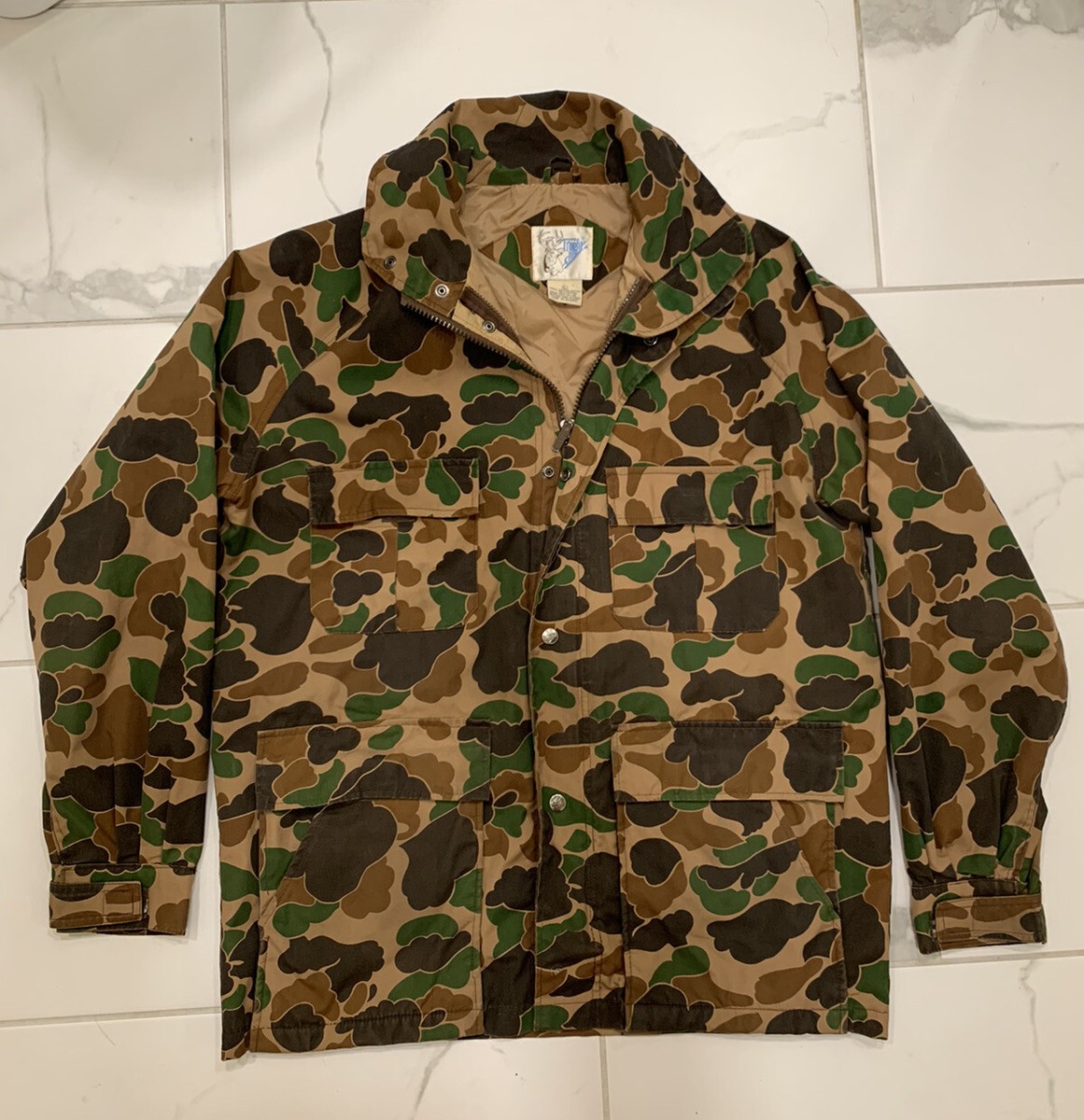 Vintage Trophy Club Duck Camo Hunting Jacket Zip Up Outdoor Men's