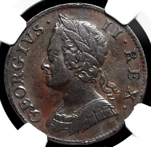 GREAT BRITAIN. King George II, 1752 AD England Halfpenny 1/2p, 1727-1760, NGC XF