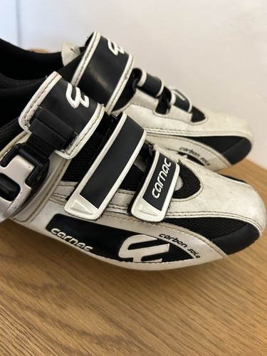 Carnac Notus Carbon Sole White Black Cycling Shoes 39 UK 6 Cleats Road Bike - Picture 2 of 9