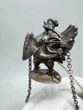 Napoleon Wars French Silver Pocket Watch Chatelain Hook Figure Rooster With Horn
